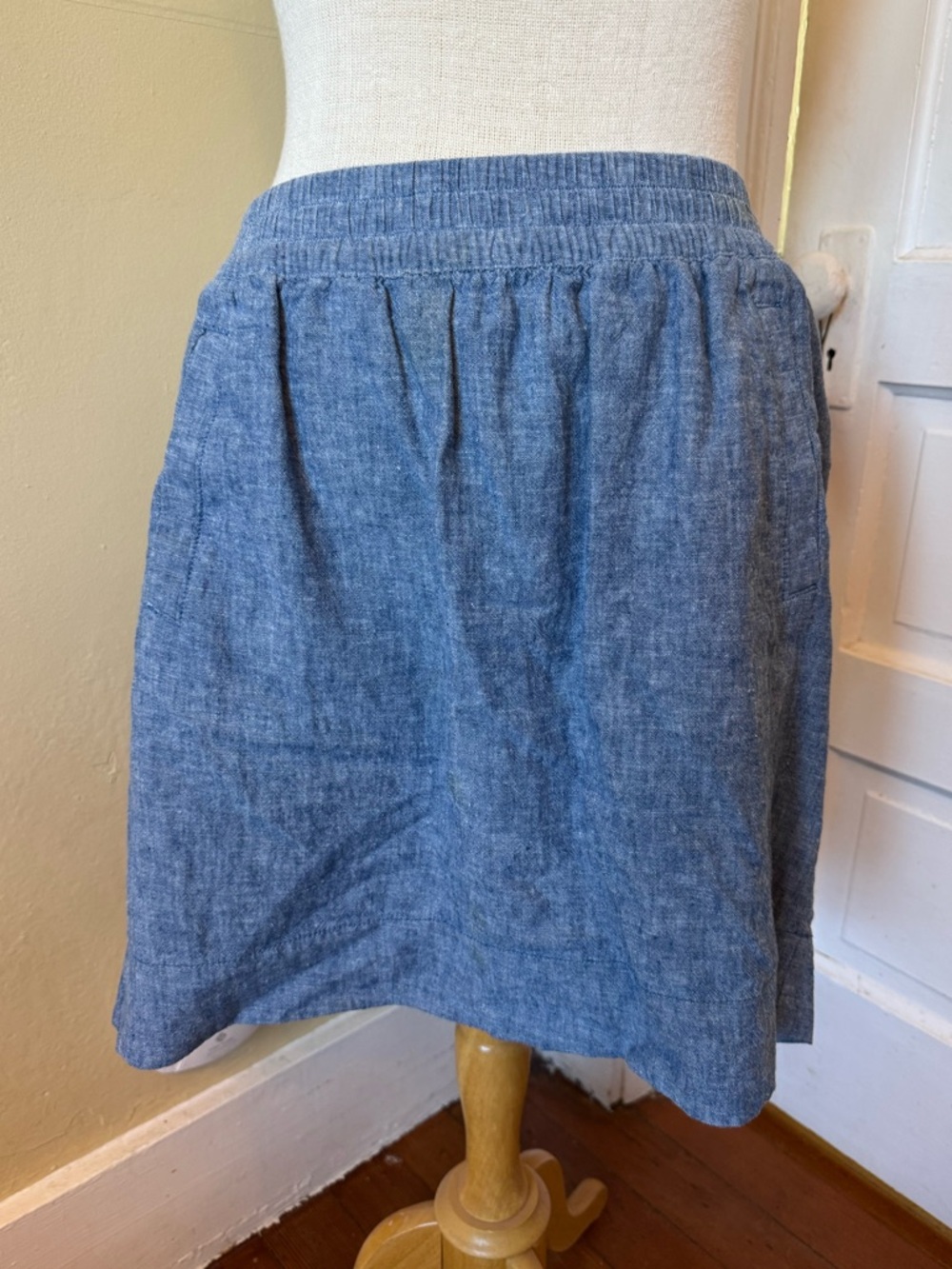 LOFT Blue Chambray Midi Skirt